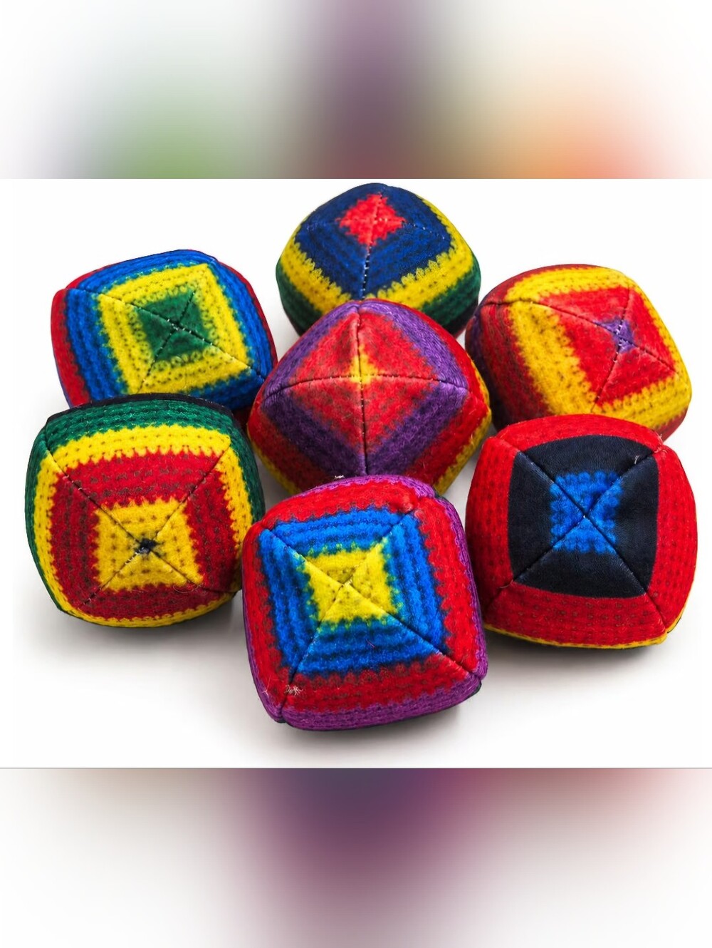 Colorful Knit Hacky Sack Set - Multicolor Plush Footbag for Kids
